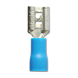Show details for INSULATED BLUE FEMALE TAB TERMINAL 1/4"; 16-14AWG Picture of INSULATED BLUE FEMALE TAB TERMINAL 1/4"; 16-14AWG
