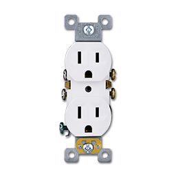 Show details for 15AMP DUPLEX RECEPTACLE CU/ALR - WHITE Picture of 15AMP DUPLEX RECEPTACLE CU/ALR - WHITE