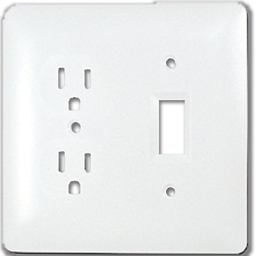 Show details for TAYMAC MASQUE DUPLEX RECEPTACLE/SWITCH WALL PLATE - WHITE Picture of TAYMAC MASQUE DUPLEX RECEPTACLE/SWITCH WALL PLATE - WHITE