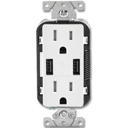 Show details for 15AMP TAMPER RESISTANT USB CHARGER & DUPLEX RECEPTACLE - WHITE Picture of 15AMP TAMPER RESISTANT USB CHARGER & DUPLEX RECEPTACLE - WHITE