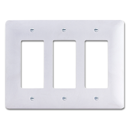 Show details for DESIGNER 3-GANG DECORA WALL PLATE - 10/PK - WHITE Picture of DESIGNER 3-GANG DECORA WALL PLATE - 10/PK - WHITE