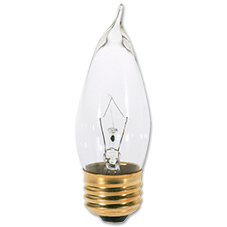 Show details for 40W CLEAR FLAME TIP BULB MEDIUM BASE Picture of 40W CLEAR FLAME TIP BULB MEDIUM BASE