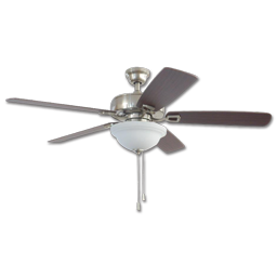 52" TWIST & CLICK EASY INSTALL CEILING FAN - BRUSHED NICKEL WITH LED LIGHT KIT