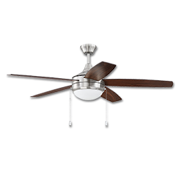 Show details for 52" 5-BLADE DUAL MOUNT BRUSHED NICKEL CEILING FAN W/LED LED LIGHT KIT Picture of 52" 5-BLADE DUAL MOUNT BRUSHED NICKEL CEILING FAN W/LED LED LIGHT KIT