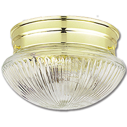 Show details for 6" CLEAR RIBBED MUSHROOM FIXTURE - POLISHED BRASS Picture of 6" CLEAR RIBBED MUSHROOM FIXTURE - POLISHED BRASS