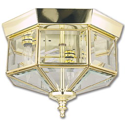 Show details for 8" 3-LIGHT OCTAGONAL CEILING FIXTURE - POLISHED BRASS Picture of 8" 3-LIGHT OCTAGONAL CEILING FIXTURE - POLISHED BRASS