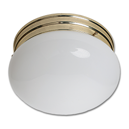 Show details for 10" MUSHROOM FIXTURE - WHITE WITH POLISHED BRASS BASE Picture of 10" MUSHROOM FIXTURE - WHITE WITH POLISHED BRASS BASE