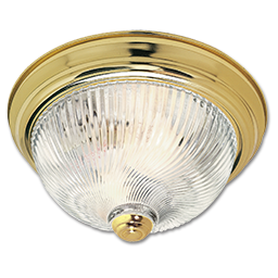Show details for 11" CEILING LIGHT FIXTURE WITH CLEAR RIBBED GLASS - POLISHED BRASS Picture of 11" CEILING LIGHT FIXTURE WITH CLEAR RIBBED GLASS - POLISHED BRASS