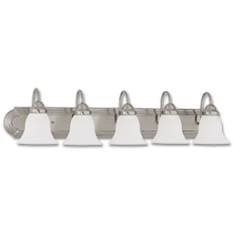 Show details for 36" 5-LIGHT FROSTED BELL GLASS SATIN NICKEL VANITY FIXTURE Picture of 36" 5-LIGHT FROSTED BELL GLASS SATIN NICKEL VANITY FIXTURE