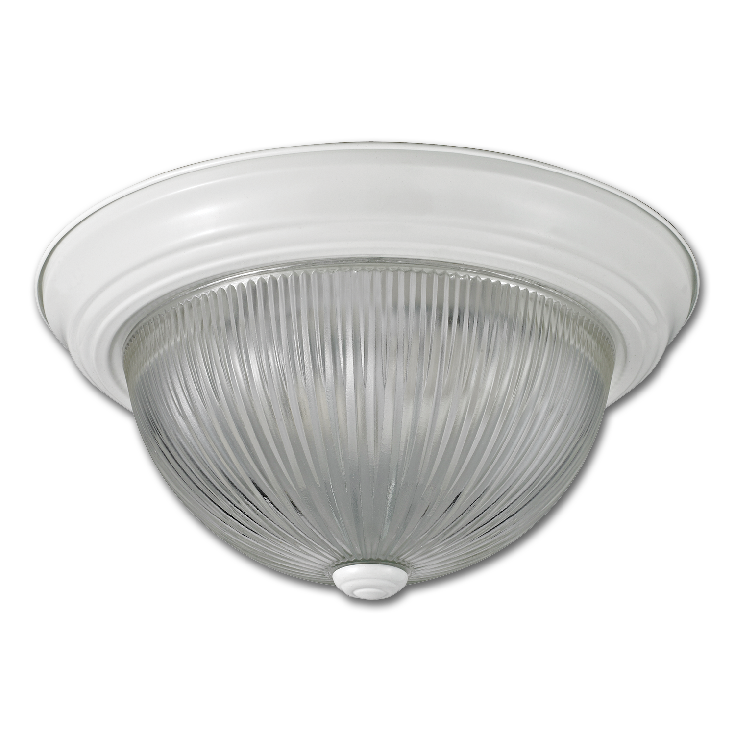 Chadwell Supply. 13" CEILING LIGHT FIXTURE WITH CLEAR RIBBED GLASS WHITE