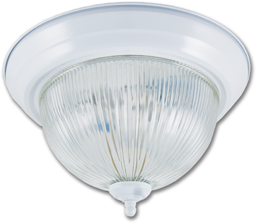 Show details for 13" CEILING LIGHT FIXTURE WITH CLEAR RIBBED GLASS - WHITE Picture of 13" CEILING LIGHT FIXTURE WITH CLEAR RIBBED GLASS - WHITE