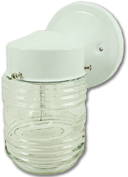 Show details for 7" PORCH LIGHT FIXTURE WALL MOUNT CLEAR JAR - WHITE Picture of 7" PORCH LIGHT FIXTURE WALL MOUNT CLEAR JAR - WHITE
