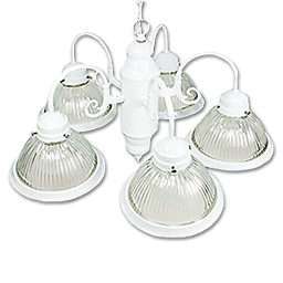 Show details for 5-LIGHT HALOPHANE CHANDELIER WITH CLEAR RIBBED GLASS - WHITE Picture of 5-LIGHT HALOPHANE CHANDELIER WITH CLEAR RIBBED GLASS - WHITE