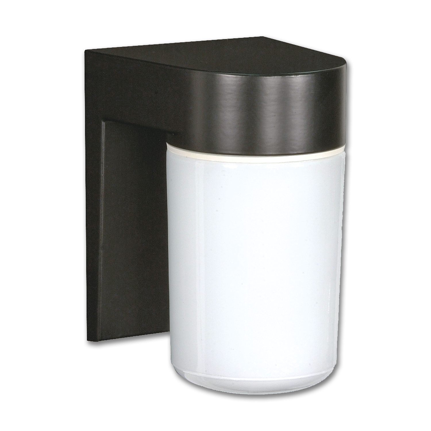 Chadwell Supply. 6" BLACK WALL MOUNT FIXTURE WITH WHITE CYLINDRICAL GLASS