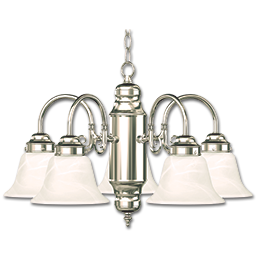 Show details for 5-LIGHT CHANDELIER - BRUSHED NICKEL WITH ALABASTER GLASS Picture of 5-LIGHT CHANDELIER - BRUSHED NICKEL WITH ALABASTER GLASS