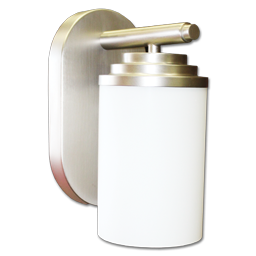Show details for 13W FLUORESCENT WALL SCONCE - BRUSHED NICKEL WITH FROSTED WHITE CYLINDER GLASS Picture of 13W FLUORESCENT WALL SCONCE - BRUSHED NICKEL WITH FROSTED WHITE CYLINDER GLASS
