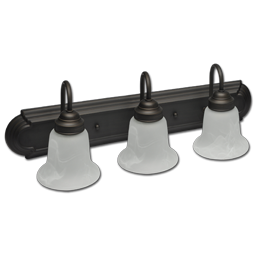 Show details for 3-LIGHT VANITY FIXTURE - OIL RUBBED BRONZE WITH ALABASTER GLASS GU24 BULBS Picture of 3-LIGHT VANITY FIXTURE - OIL RUBBED BRONZE WITH ALABASTER GLASS GU24 BULBS