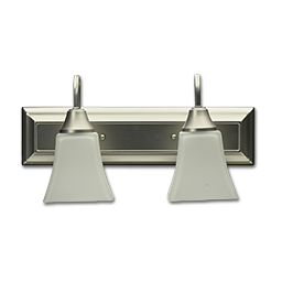 Show details for 18" 2-LIGHT SQUARE GLASS VANITY LIGHT FIXTURE - SATIN NICKEL Picture of 18" 2-LIGHT SQUARE GLASS VANITY LIGHT FIXTURE - SATIN NICKEL
