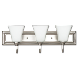 Show details for 24" 3-LIGHT SQUARE GLASS VANITY LIGHT FIXTURE - SATIN NICKEL Picture of 24" 3-LIGHT SQUARE GLASS VANITY LIGHT FIXTURE - SATIN NICKEL