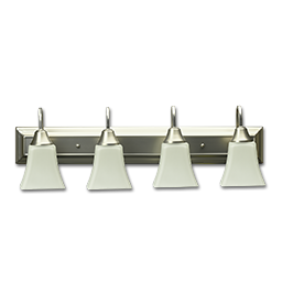 Show details for 30" 4-LIGHT SQUARE GLASS VANITY LIGHT FIXTURE - SATIN NICKEL Picture of 30" 4-LIGHT SQUARE GLASS VANITY LIGHT FIXTURE - SATIN NICKEL