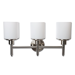 Show details for 3 LIGHT VANITY FIXTURE - SATIN NICKEL WITH FROSTED GLASS Picture of 3 LIGHT VANITY FIXTURE - SATIN NICKEL WITH FROSTED GLASS