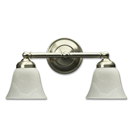 Show details for 2-LIGHT VANITY FIXTURE - SATIN NICKEL WITH ALABASTER GLASS Picture of 2-LIGHT VANITY FIXTURE - SATIN NICKEL WITH ALABASTER GLASS