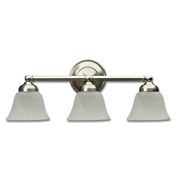 Chadwell Supply. 3-LIGHT VANITY FIXTURE - SATIN NICKEL WITH ALABASTER GLASS