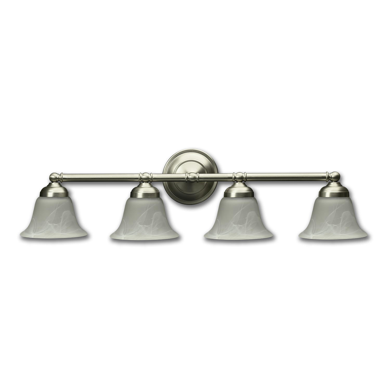 Chadwell Supply. 4-LIGHT VANITY FIXTURE - SATIN NICKEL WITH ALABASTER GLASS