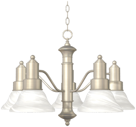 Show details for 5-LIGHT CHANDELIER - SATIN NICKEL WITH ALABASTER GLASS Picture of 5-LIGHT CHANDELIER - SATIN NICKEL WITH ALABASTER GLASS