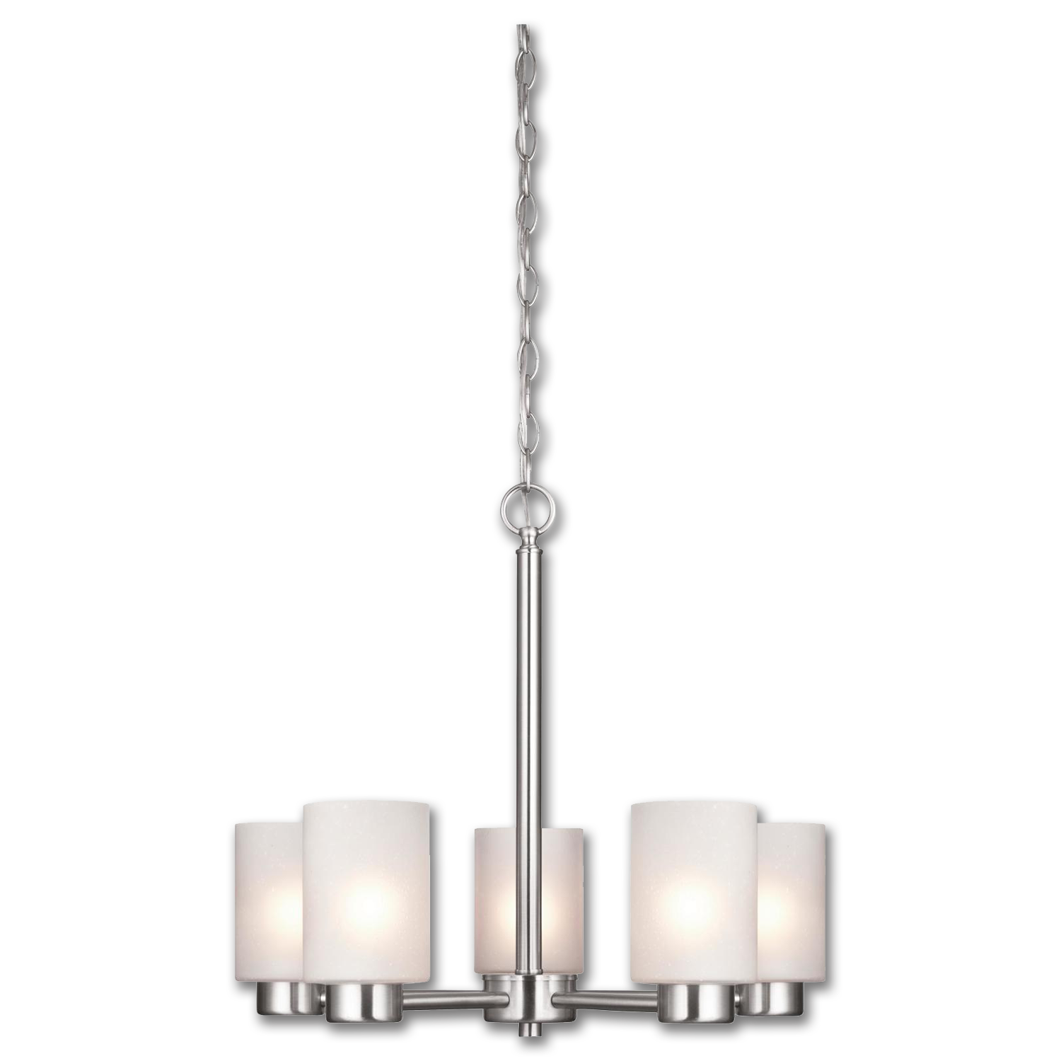 Chadwell Supply 20 5 LIGHT CHANDELIER BRUSHED NICKEL WITH FROSTED   164205 1500 