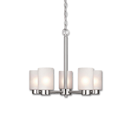 Show details for 20" 5 LIGHT CHANDELIER - BRUSHED NICKEL WITH FROSTED SEEDED GLASS Picture of 20" 5 LIGHT CHANDELIER - BRUSHED NICKEL WITH FROSTED SEEDED GLASS