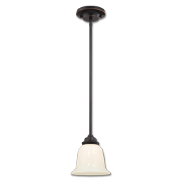 Show details for 1-LIGHT INDOOR MINI PENDANT - AMBER BRONZE WITH WHITE OPAL GLASS Picture of 1-LIGHT INDOOR MINI PENDANT - AMBER BRONZE WITH WHITE OPAL GLASS