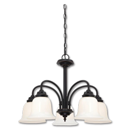 Show details for 5-LIGHT CHANDELIER - AMBER BRONZE WITH WHITE OPAL GLASS Picture of 5-LIGHT CHANDELIER - AMBER BRONZE WITH WHITE OPAL GLASS