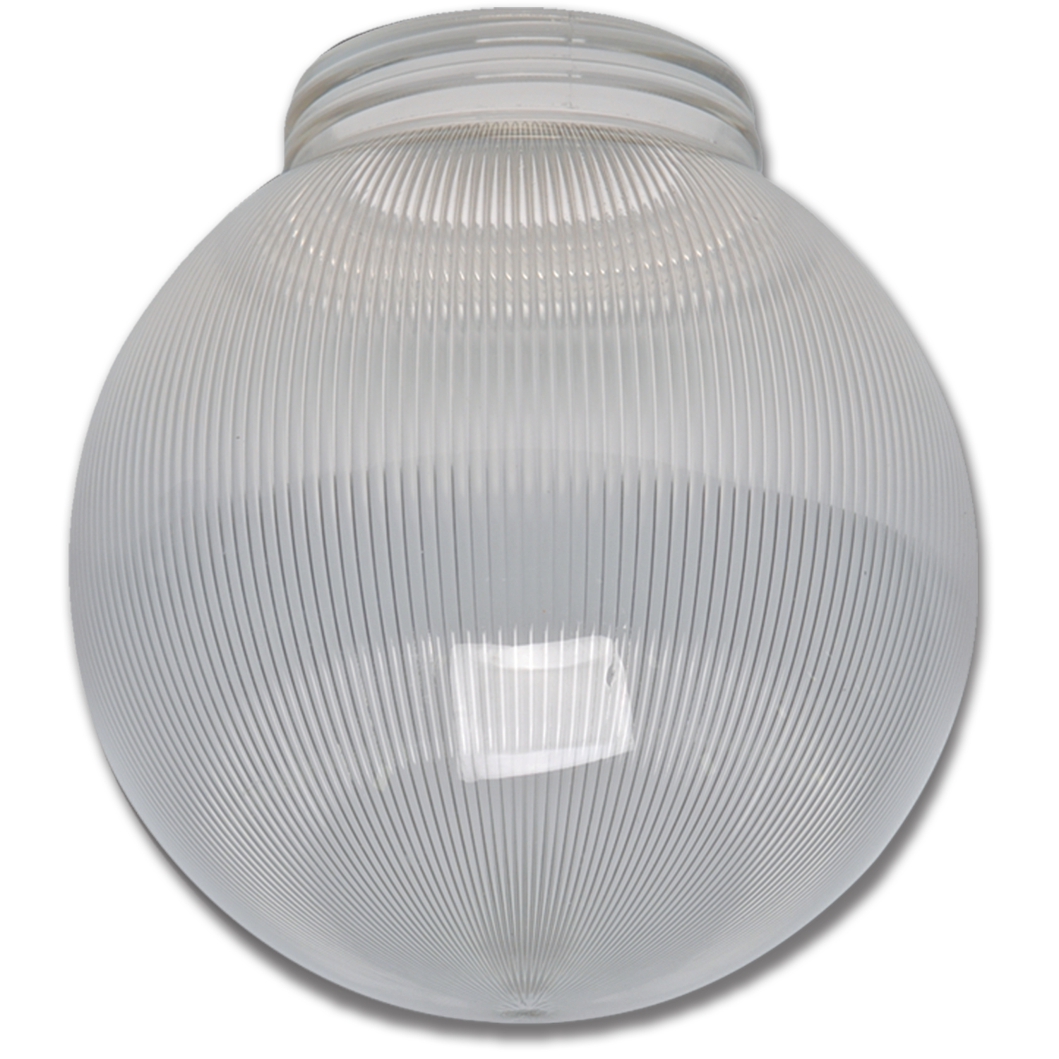 Chadwell Supply. 6" CLEAR RIBBED PLASTIC GLOBE WITH 3 1/4" THREADED FITTER