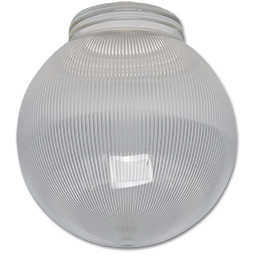 Show details for 6" CLEAR RIBBED PLASTIC GLOBE WITH 3 1/4" THREADED FITTER Picture of 6" CLEAR RIBBED PLASTIC GLOBE WITH 3 1/4" THREADED FITTER