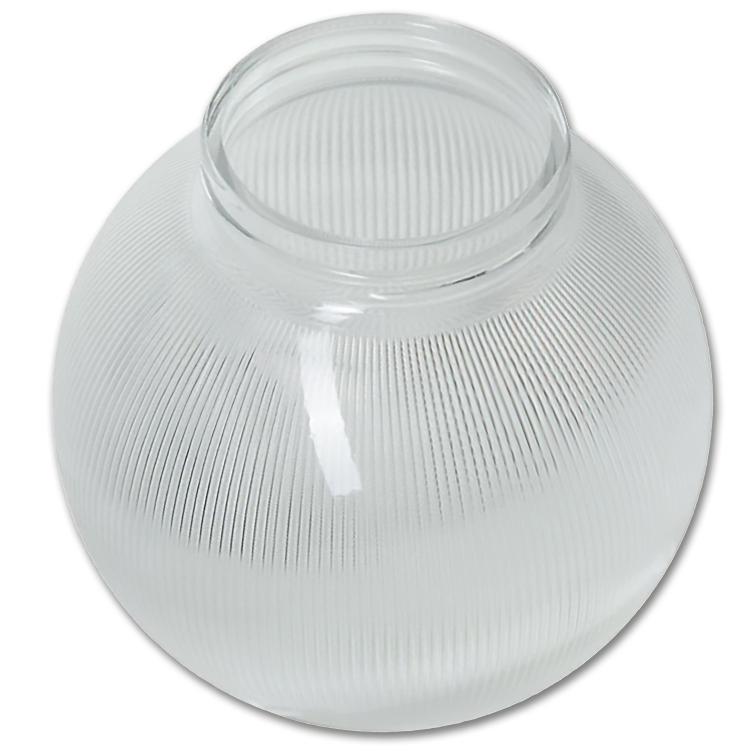 Chadwell Supply. 6" CLEAR RIBBED PLASTIC GLOBE WITH 3 1/4" THREADED FITTER