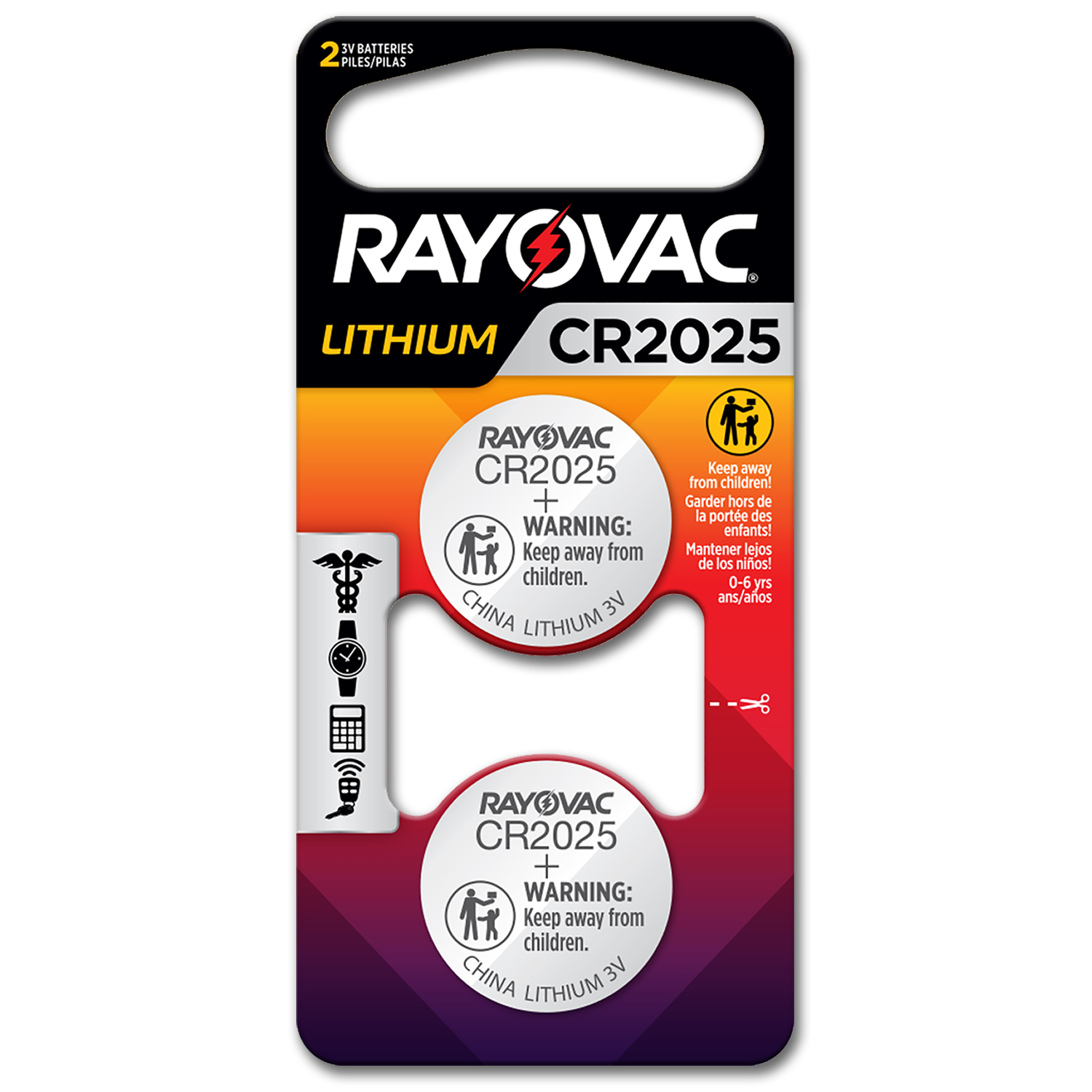 Chadwell Supply. RAYOVAC CR2025 LITHIUM BUTTON BATTERY 2PK