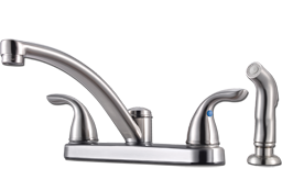 Show details for PFISTER TWO METAL HANDLE KITCHEN FAUCET WITH SPRAY - STAINLESS STEEL Picture of PFISTER TWO METAL HANDLE KITCHEN FAUCET WITH SPRAY - STAINLESS STEEL