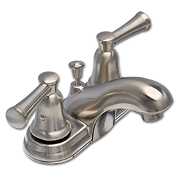 Show details for TWO HANDLE LAVATORY FAUCET W/POP-UP - SATIN NICKEL Picture of TWO HANDLE LAVATORY FAUCET W/POP-UP - SATIN NICKEL