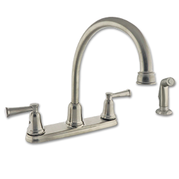 Show details for TWO HANDLE HIGH ARC KITCHEN FAUCET W/SPRAY - STAINLESS STEEL Picture of TWO HANDLE HIGH ARC KITCHEN FAUCET W/SPRAY - STAINLESS STEEL