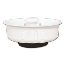Show details for WHITE PLASTIC BASKET STRAINER - 3-1/2" DIAMETER RUBBER BOTTOM Picture of WHITE PLASTIC BASKET STRAINER - 3-1/2" DIAMETER RUBBER BOTTOM