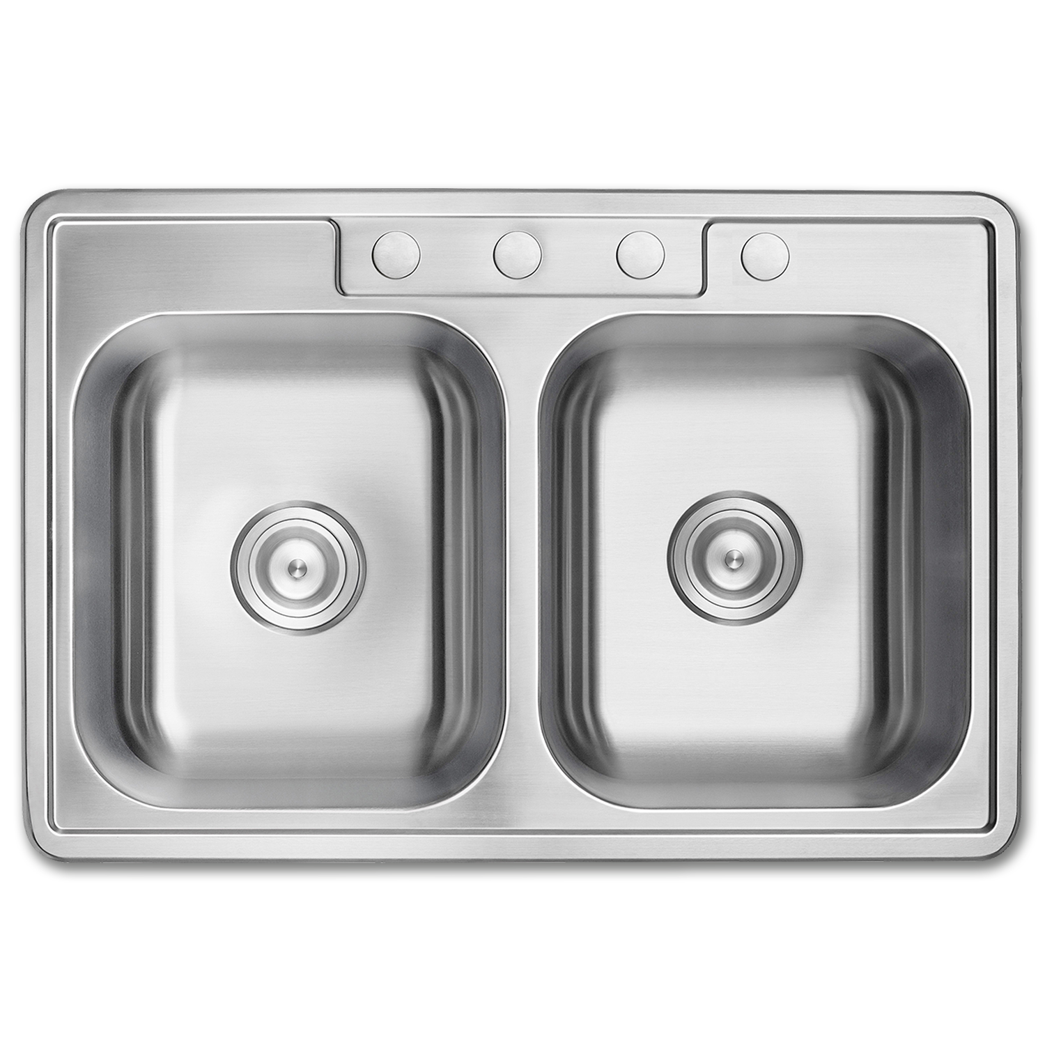 Chadwell Supply. 33"X22" X 6" DOUBLE BOWL STAINLESS STEEL SINK 4 HOLE