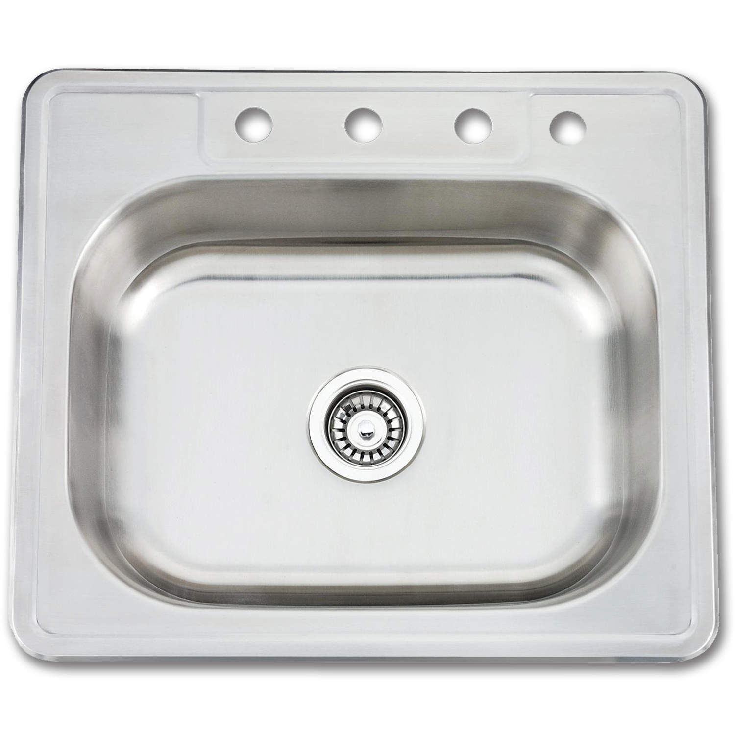 Chadwell Supply. 25"X22" X 6" SINGLE BOWL STAINLESS STEEL SINK 4 HOLE