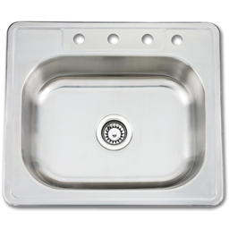 Show details for 25"X22" X 6" SINGLE BOWL STAINLESS STEEL SINK 4 HOLE WITH PULL CLIPS 22GA. Picture of 25"X22" X 6" SINGLE BOWL STAINLESS STEEL SINK 4 HOLE WITH PULL CLIPS 22GA.