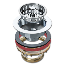 Show details for SINK STRAINER ASSEMBLY - CHROME PLATED BRASS & BRASS THREAD Picture of SINK STRAINER ASSEMBLY - CHROME PLATED BRASS & BRASS THREAD