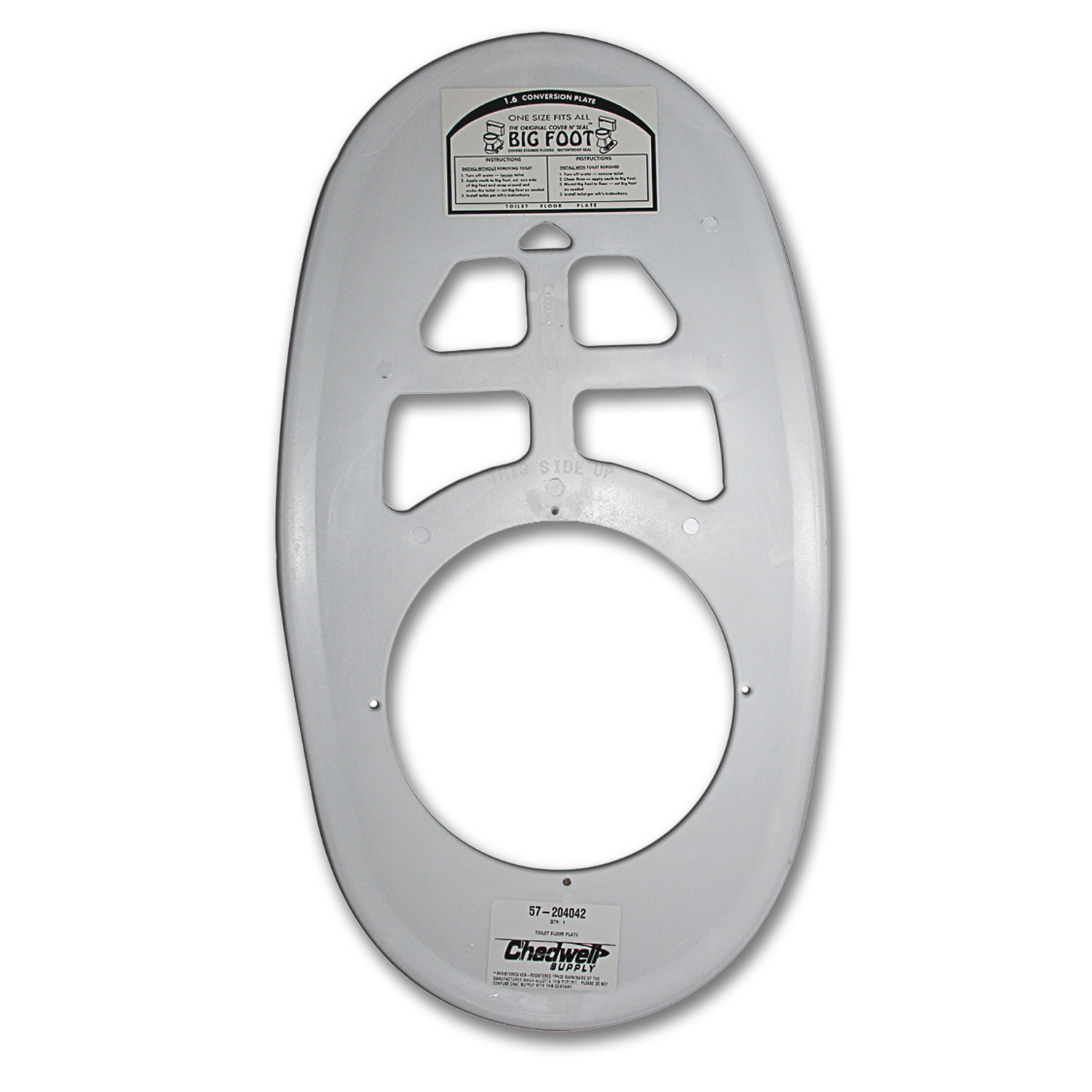 Chadwell Supply. BIGFOOT COVER PLATE FOR TOILET