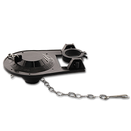Show details for BLACK TOILET TANK FLAPPER WITH STAINLESS STEEL CHAIN & HOOK AND TRUNION Picture of BLACK TOILET TANK FLAPPER WITH STAINLESS STEEL CHAIN & HOOK AND TRUNION