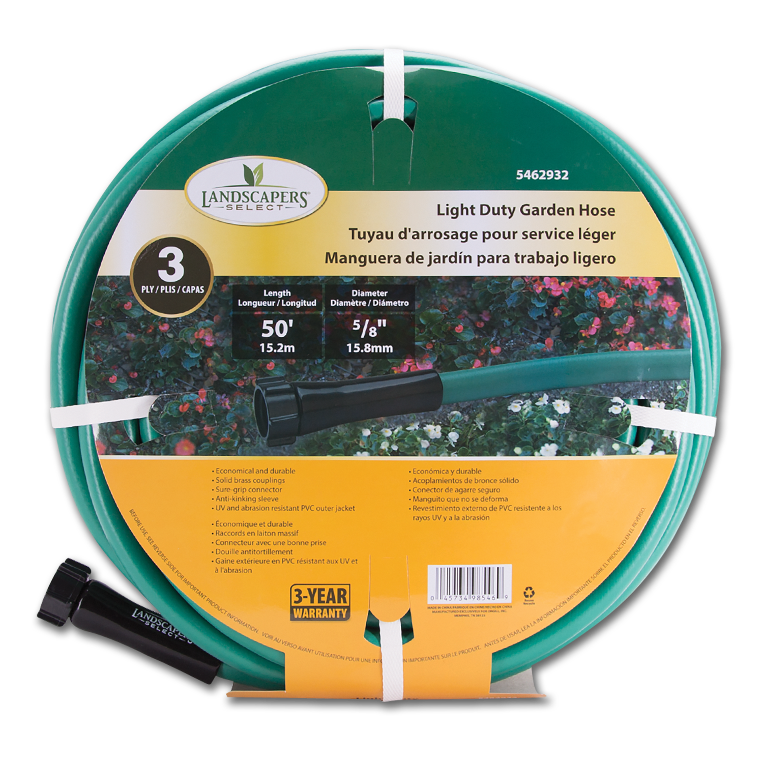Chadwell Supply. 5/8" X 50' GARDEN HOSE 3PLY PVC