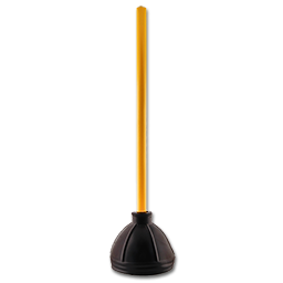 Show details for 6" RUBBER DUAL CUP TOILET PLUNGER - YELLOW HANDLE Picture of 6" RUBBER DUAL CUP TOILET PLUNGER - YELLOW HANDLE