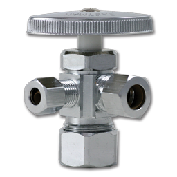 Show details for 5/8" COMP X 3/8" OD COMP X 1/4" OD COMP 3-WAY COMPRESSION STOP FOR ICEMAKER Picture of 5/8" COMP X 3/8" OD COMP X 1/4" OD COMP 3-WAY COMPRESSION STOP FOR ICEMAKER